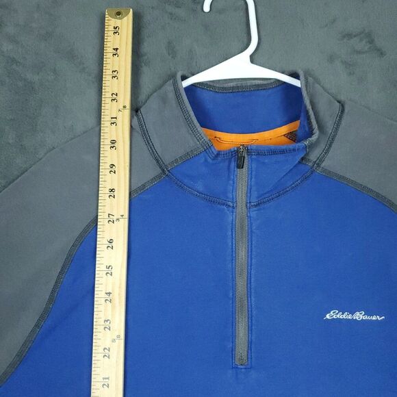 Eddie Bauer Travex Pullover Mens Large Tall Blue Gray 1/4 Zip FreeDry Athletic - Picture 9 of 16